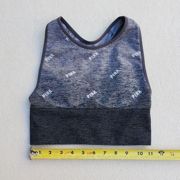 PINK Victoria's Secret Active Seamless Gray and Black Sports Bra - Picture 4 of 10